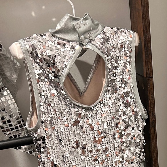 Disco Bell-bottoms Sequins Silver Jumpsuit - Picture 4 of 5